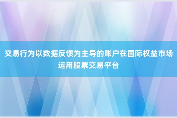 交易行为以数据反馈为主导的账户在国际权益市场运用股票交易平台